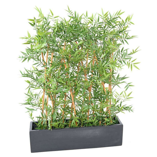Haie artificielle Bambou Japanese Plast UV - extérieur - H.110cm socle bois 70cm