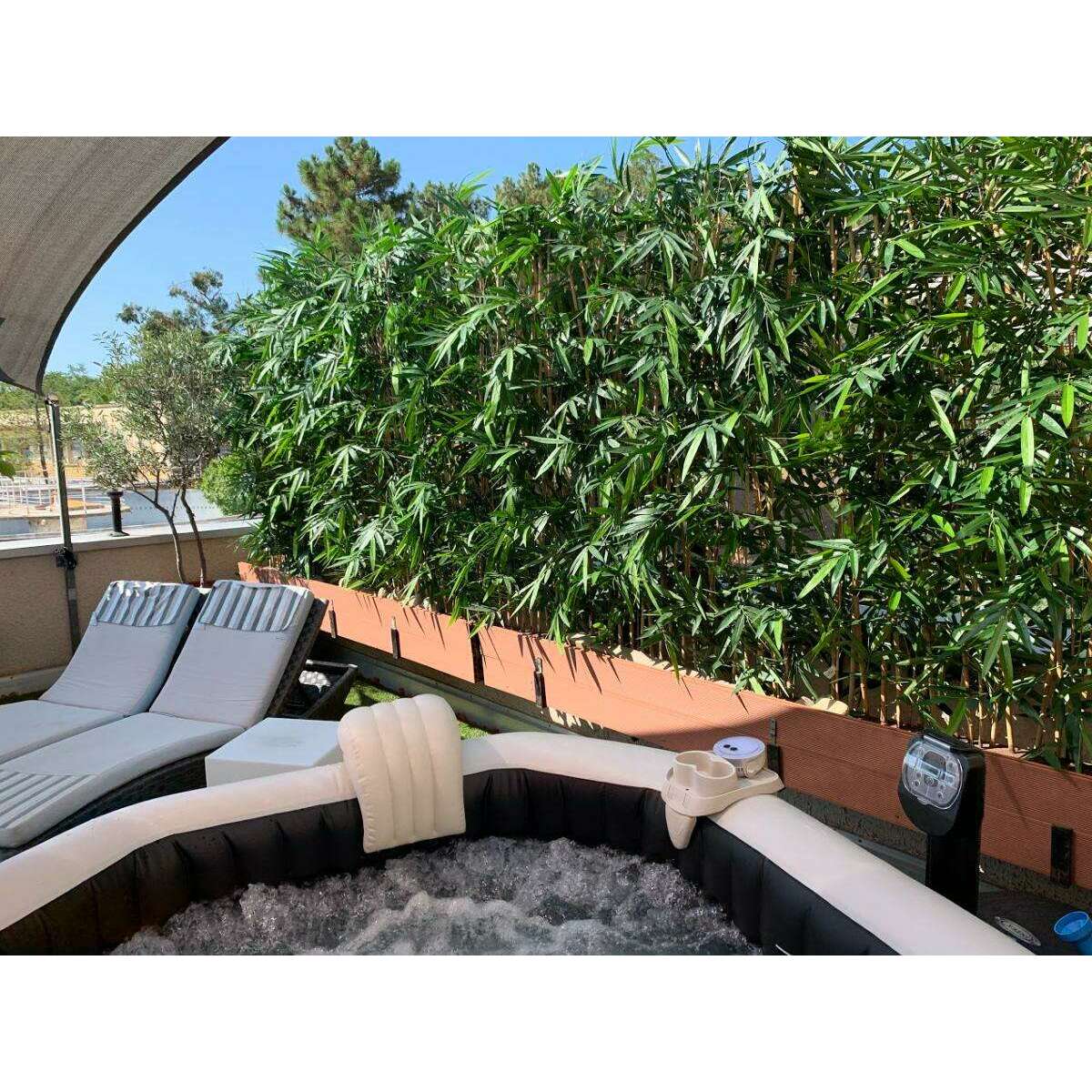 Haie artificielle Bambou New UV résistant - extérieur balcon terrasse - H.185cm socle 95cm
