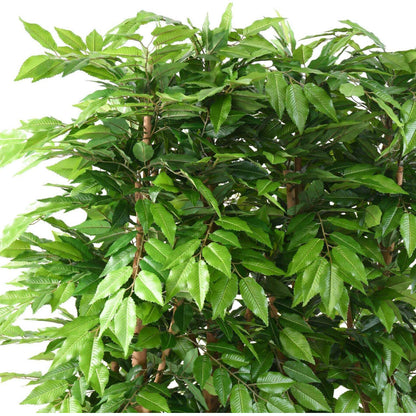 Haie artificielle Charme feuillage dense - structure en bois naturel - H.150 cm
