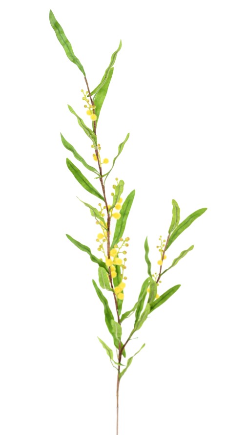 Fleur artificielle branche de Mimosa - création florale intérieur - H.90cm jaune