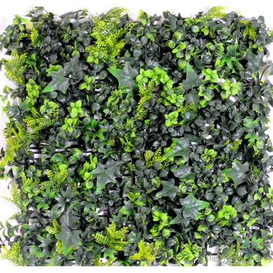 Mur végétal artificiel fond de lierre et buis - décoration murale - 50x50cm vert