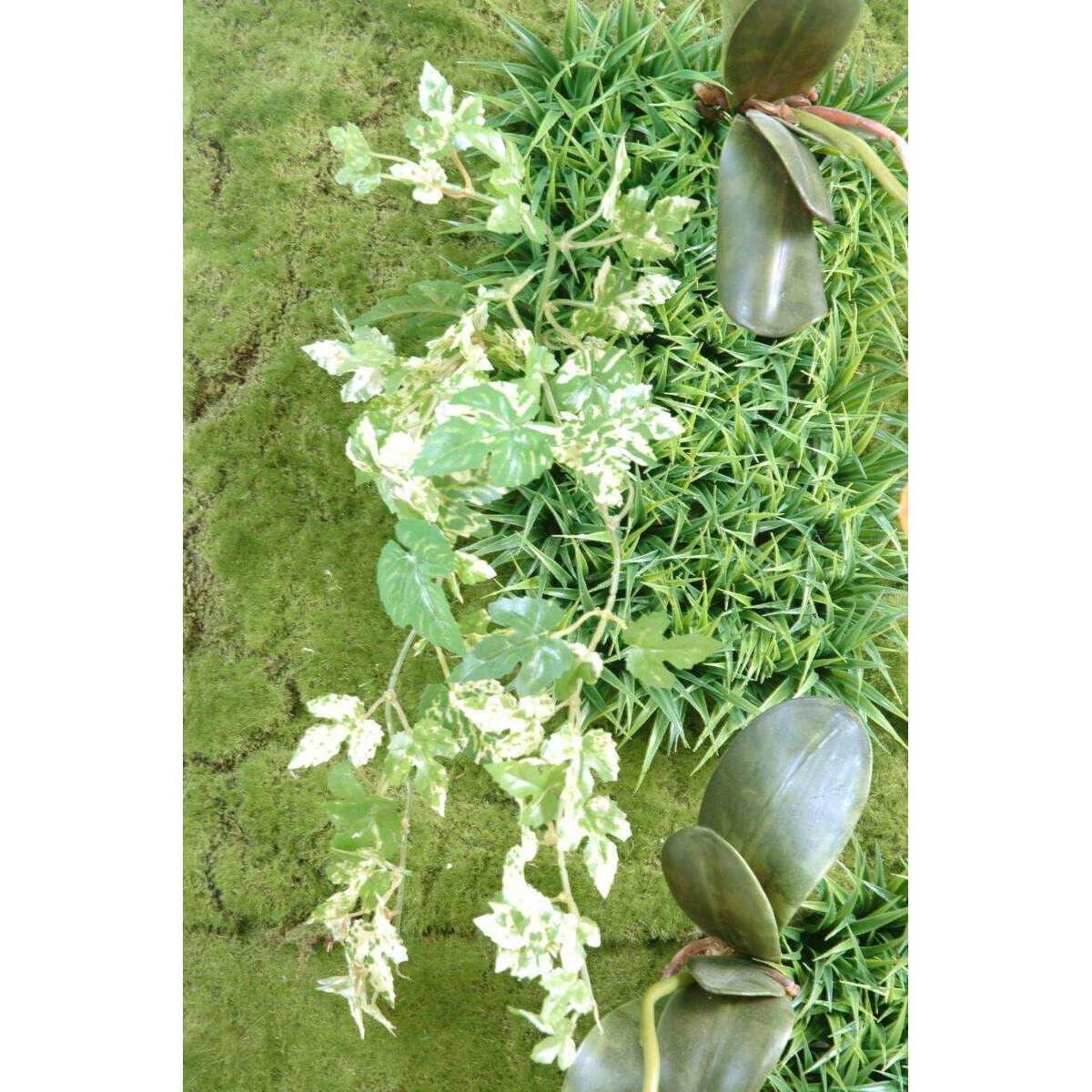 Mur végétal artificiel Orchidée Fougère - décoration murale - 88x40cm vert jaune