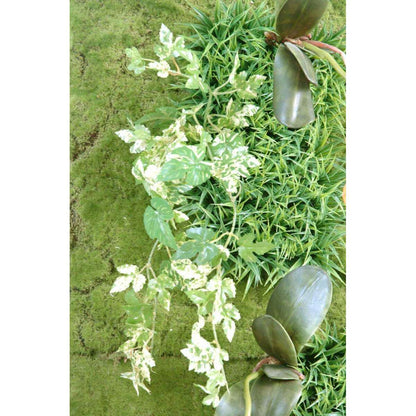Mur végétal artificiel Orchidée Fougère - décoration murale - 88x40cm vert jaune