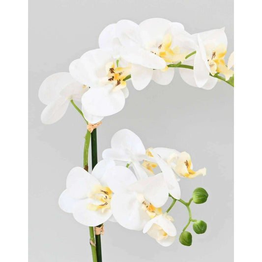 Orchidée Phalaenopsis artificielle en pot blanc - plante d'intérieur - H.55cm