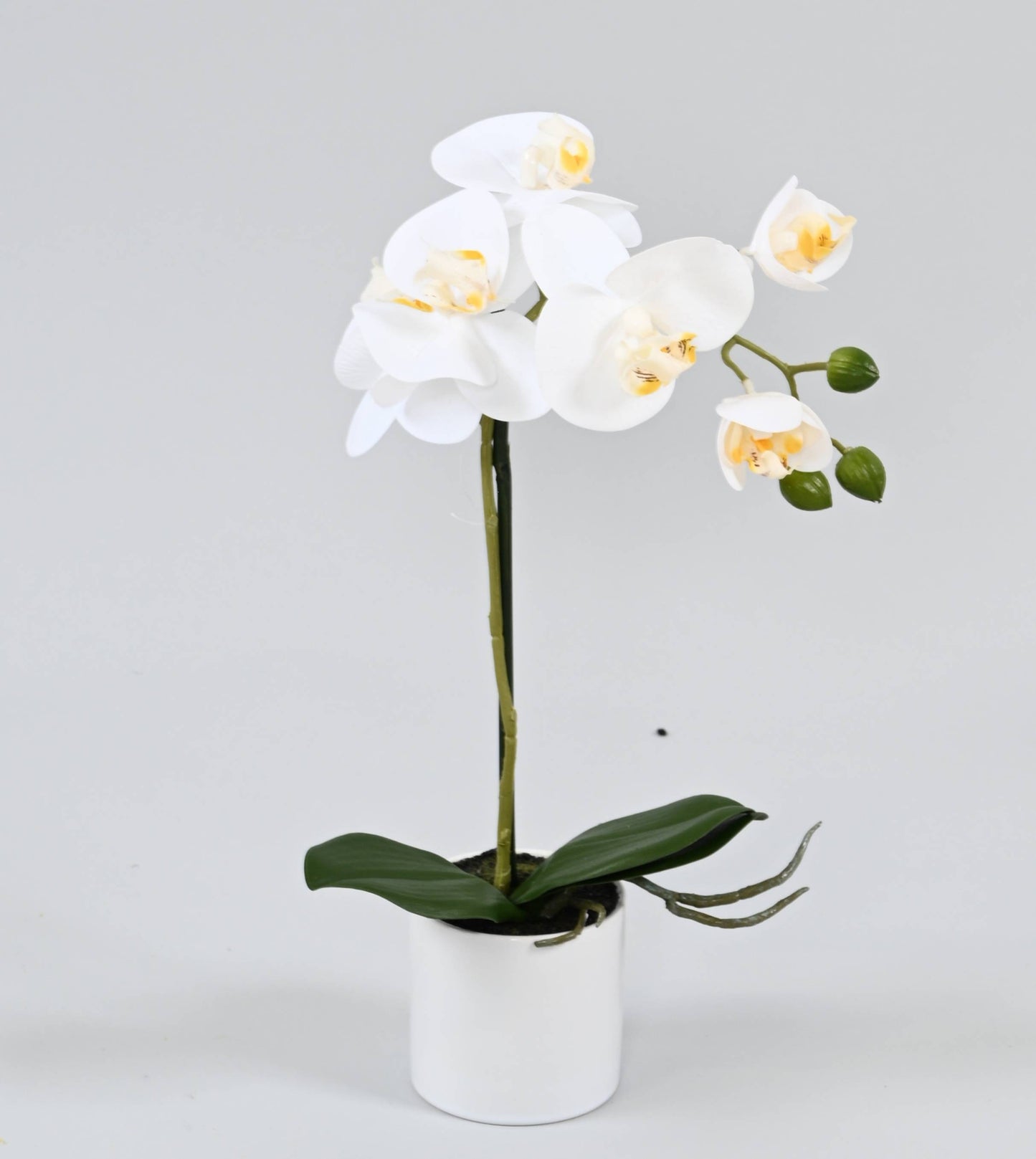 Orchidée Phalaenopsis artificielle en pot blanc - plante d'intérieur - H.39cm - O5