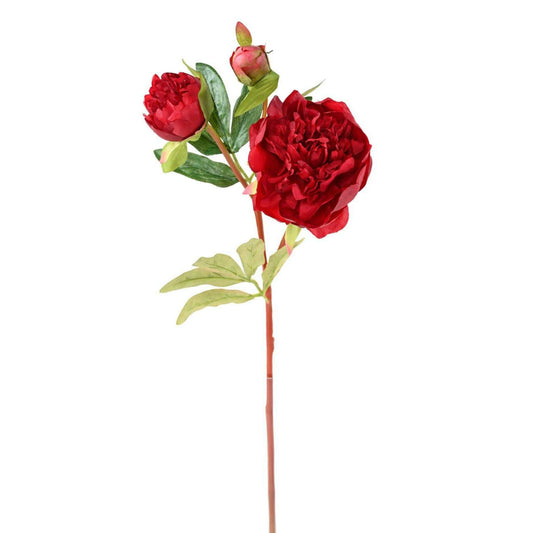 Pivoine artificielle 2 fleurs - création de bouquet composition - H.50cm rouge