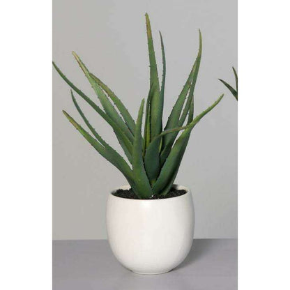 Plante artificielle 3 succulentes pots blancs en céramique - cactus d'intérieur - H.25cm