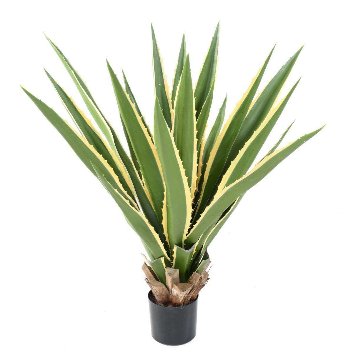 Plante artificielle Agave Furcraea - intérieur extérieur - H.110cm vert jaune
