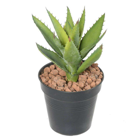 Plante artificielle Aloevera en piquet - cactus artificiel 12 feuilles - H.26cm vert