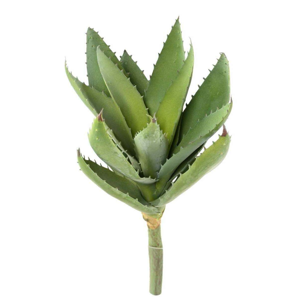 Plante artificielle Aloevera en piquet - cactus artificiel 12 feuilles - H.32cm vert