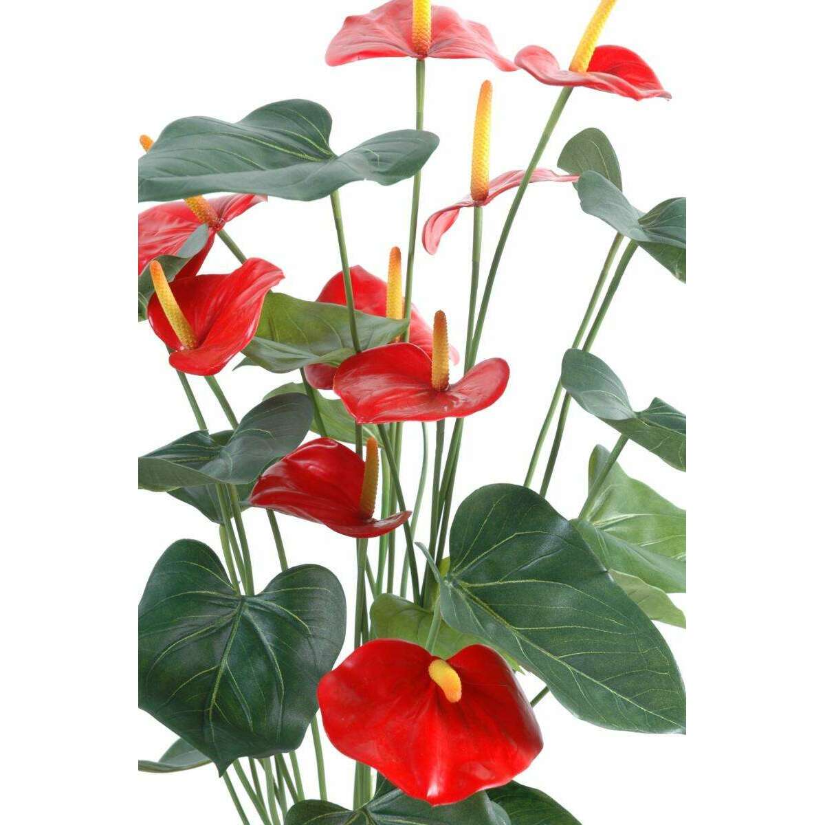 Plante artificielle fleurie Anthurium en pot - décoration d'intérieur - H.75cm rouge