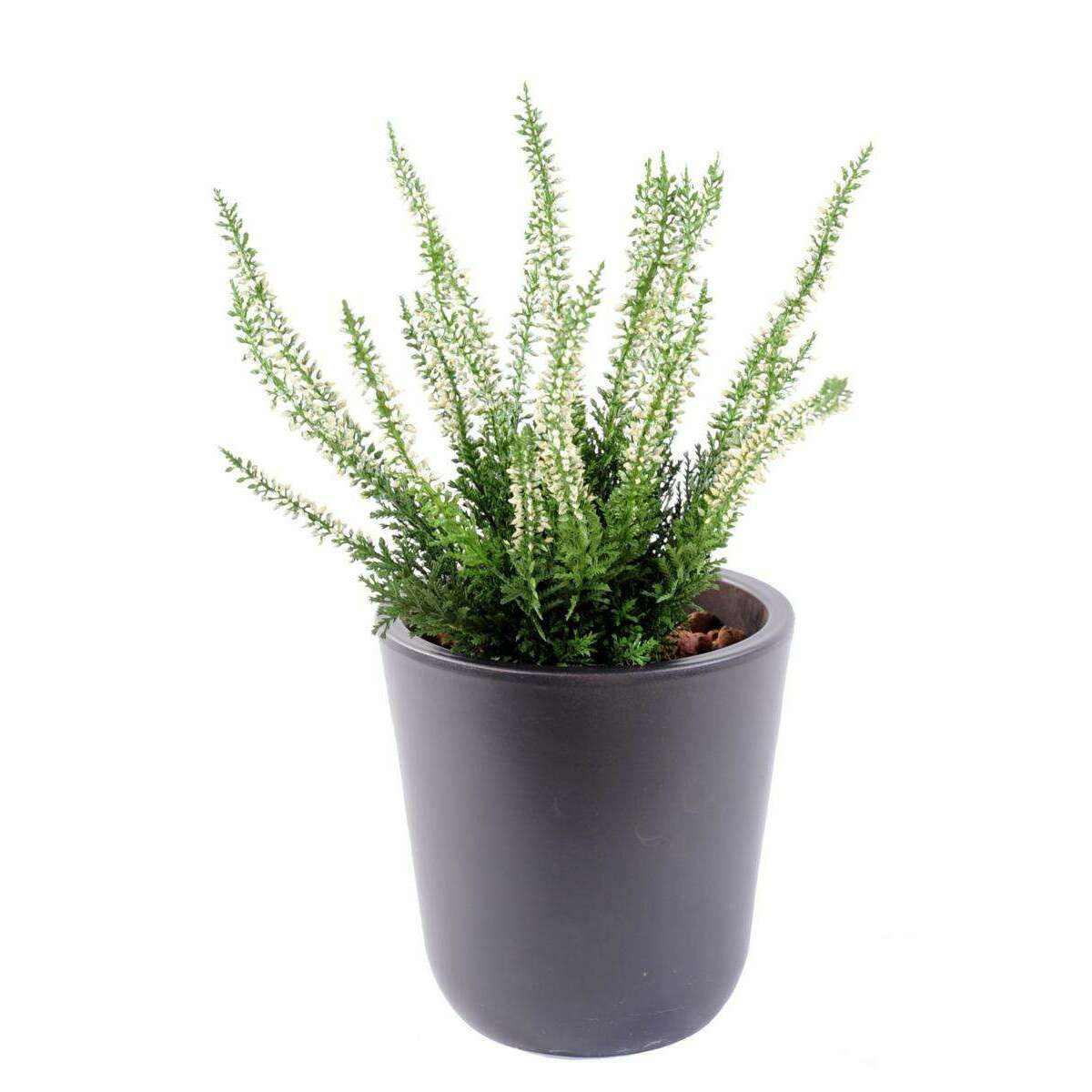 Plante artificielle Fleurie Bruyère plastique en piquet - intérieur extérieur - H. 30cm blanc