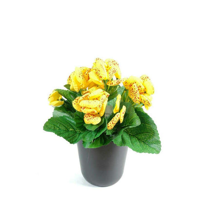 Plante artificielle fleurie Calcéolaire - Plante synthétique - H.30 cm jaune