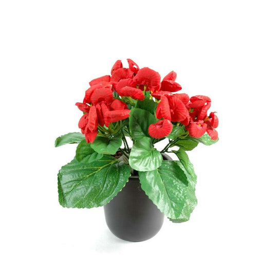 Plante artificielle fleurie Calcéolaire - Plante synthétique - H.30 cm rouge