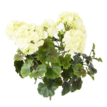 Plante artificielle fleurie Géranium UV 6 têtes - intérieur extérieur - H.35cm blanc
