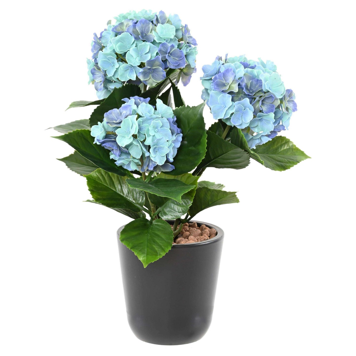 Plante artificielle fleurie Hortensia 3 têtes - intérieur extérieur - H.45cm bleu