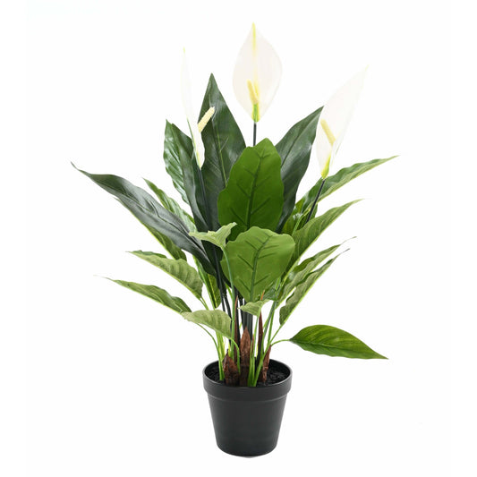 Plante artificielle fleurie Spathiphyllum en pot - décoration d'intérieur - H.50cm