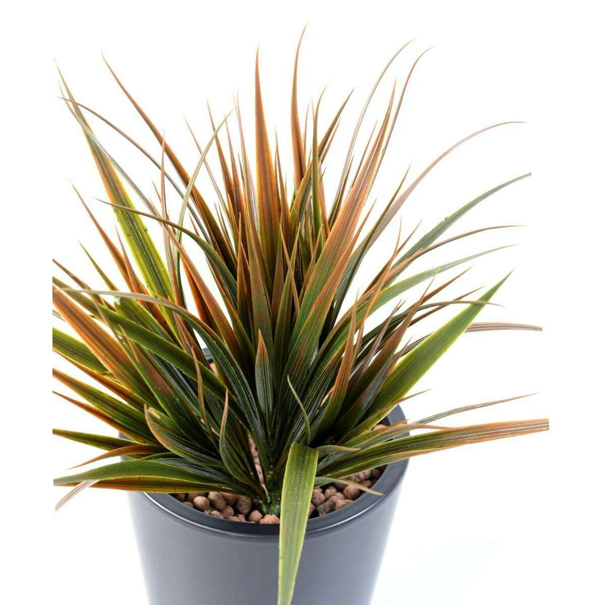 Plante artificielle Herbe large en piquet - intérieur extérieur - H.34cm vert brun