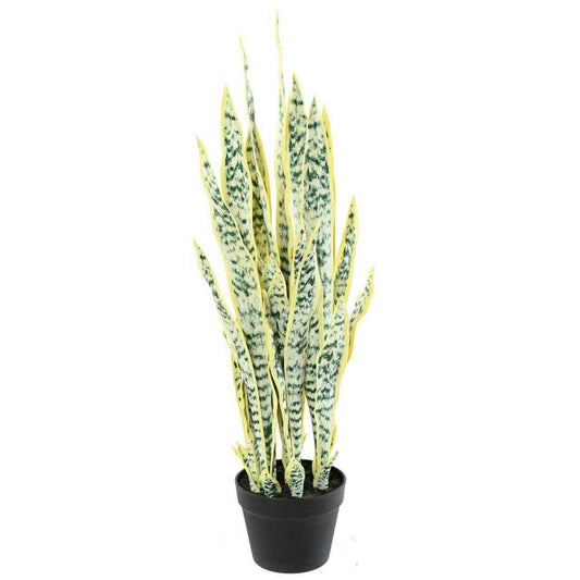Plante artificielle Sansevieria 32 Feuilles - succulente pour intérieur - H.85cm vert jaune