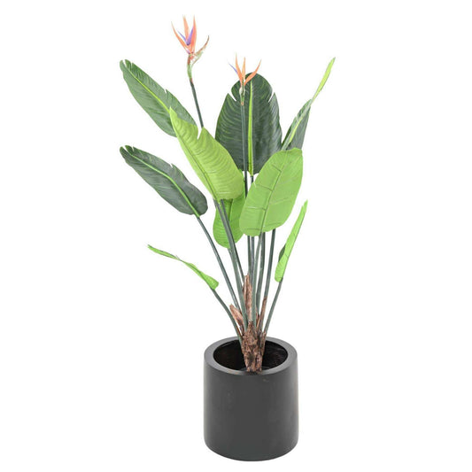 Plante artificielle tropicale Strelitzia 2 fleurs 10 feuilles - décoration intérieure - H.120cm
