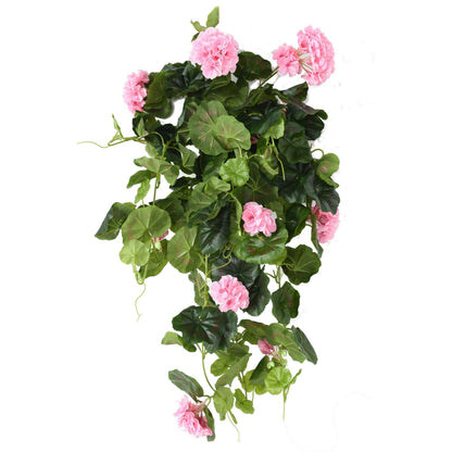 Plante fleurie artificielle Chute de Géranium - décoration d'intérieur - H.60cm rose