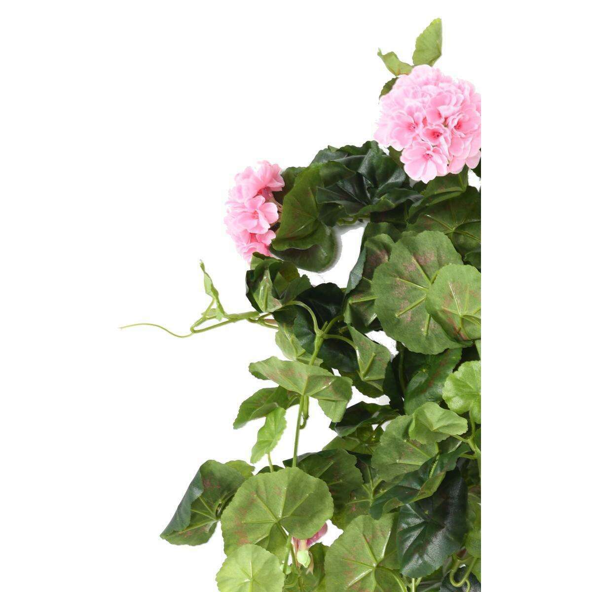 Plante fleurie artificielle Chute de Géranium - décoration d'intérieur - H.60cm rose