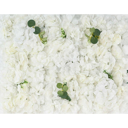 Plaque murale de fleurs artificielles hortensias - décoration d'intérieur - L.60x40cm blanc