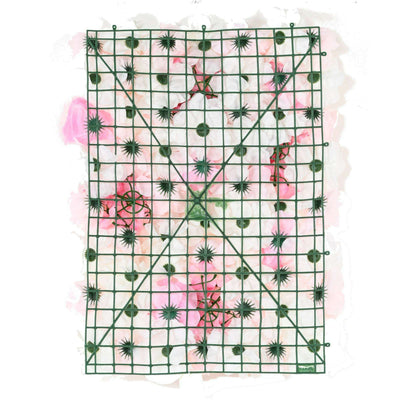 Plaque murale de fleurs artificielles roses et hortensias - décoration d'intérieur - L.60x40cm blanc rose