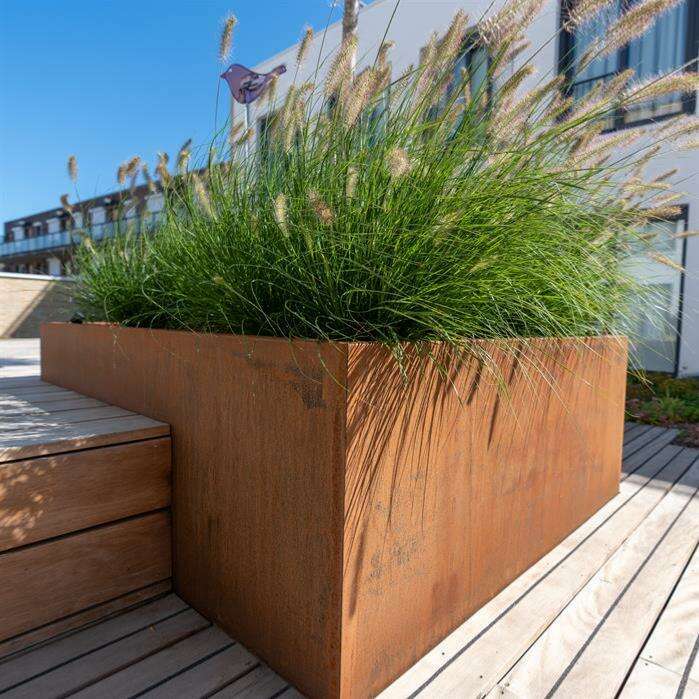 Pot pour fleur bac carré aspect rouillé - intérieur extérieur