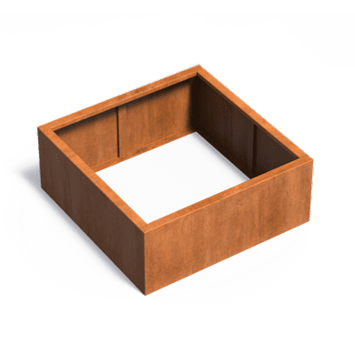 Pot pour fleur bac carré sans fond aspect rouillé - jardin terrasse - L.100xH.40cm Acier Corten