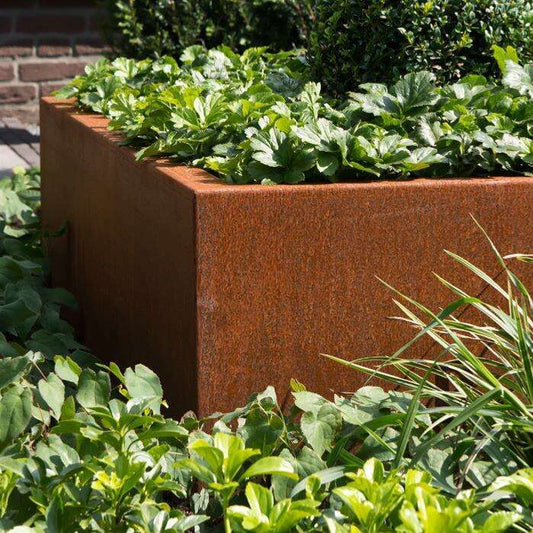 Pot pour fleur bac carré sans fond aspect rouillé - jardin terrasse - L.80xH.80cm Acier Corten