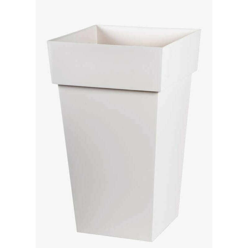 Pot pour fleur Toscane carré intérieur extérieur balcon H.65cm blanc EDA PLASTIQUES