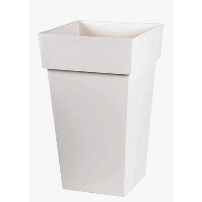 Pot pour fleur Toscane carré intérieur extérieur balcon H.65cm blanc EDA PLASTIQUES