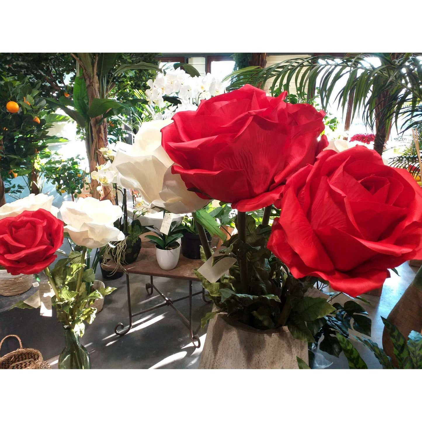 Rose artificielle géante Henriette - décoration d'intérieur - H.108cm Ø.28cm rouge
