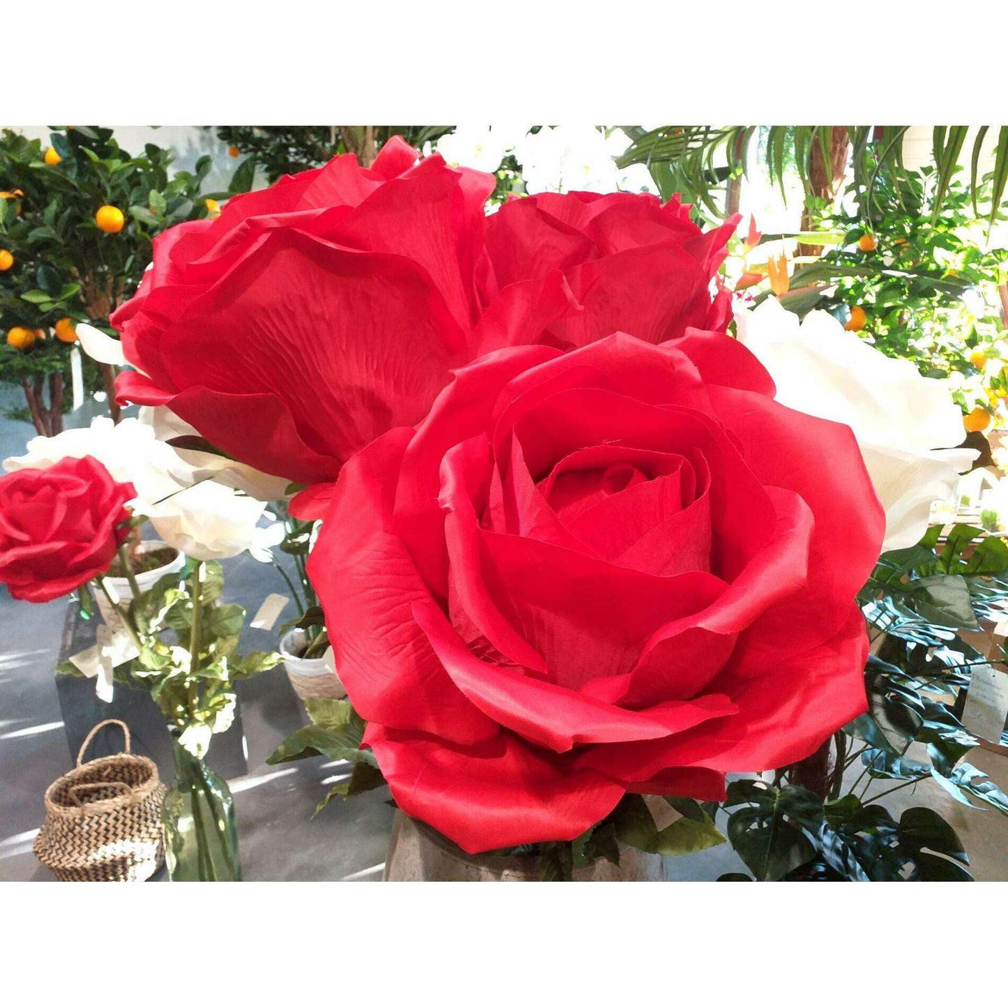 Rose artificielle géante Henriette - décoration d'intérieur - H.108cm Ø.28cm rouge