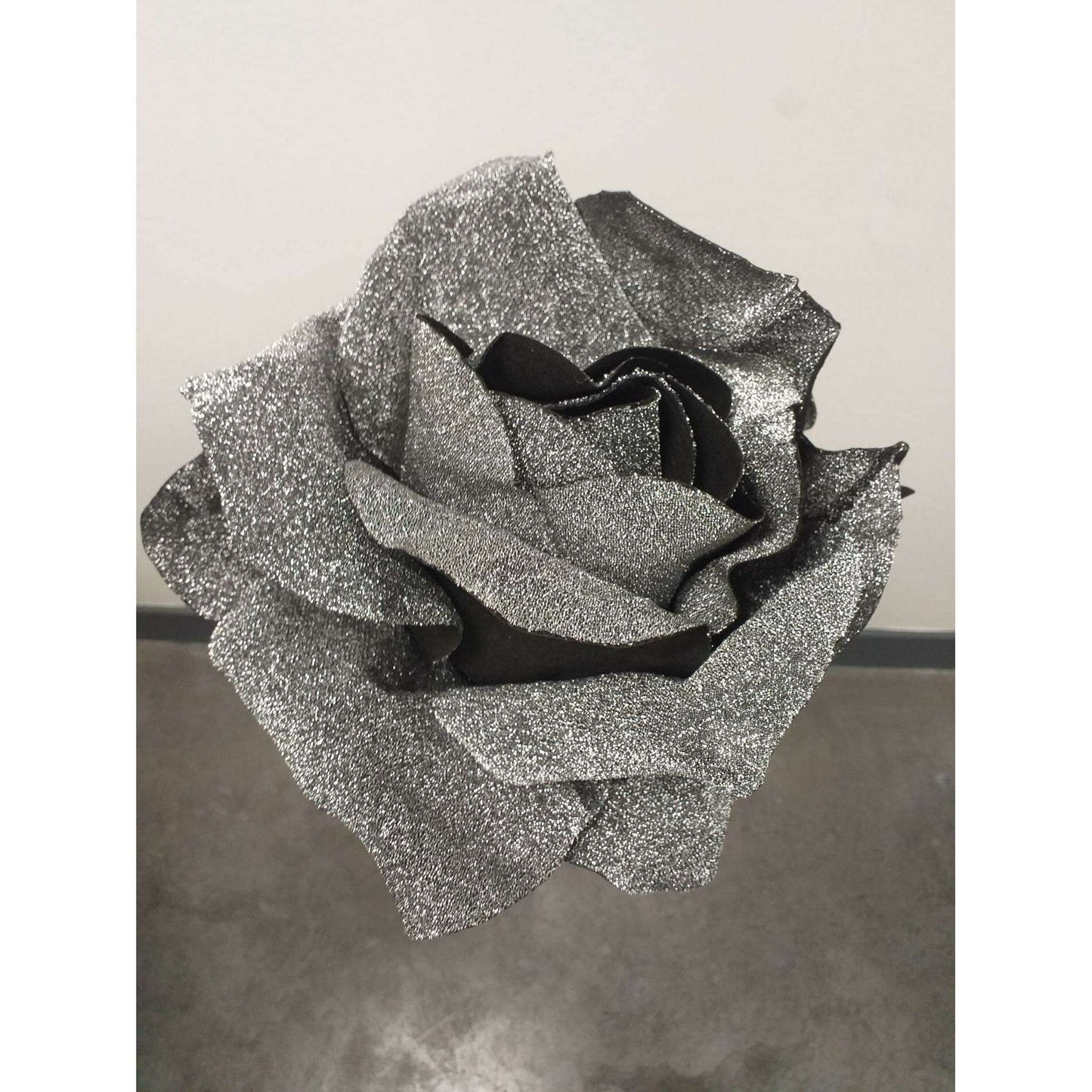 Rose artificielle géante noir pailleté - décoration d'intérieur - H108xØ.28cm