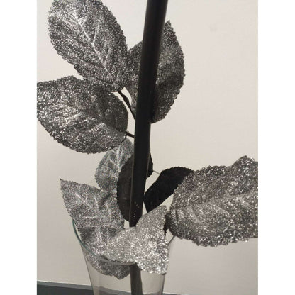 Rose artificielle géante noir pailleté - décoration d'intérieur - H108xØ.28cm