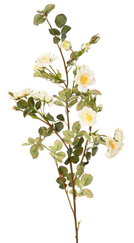 Fleur artificielle branche de mini roses blanches - création florale intérieur - H.100cm blanc