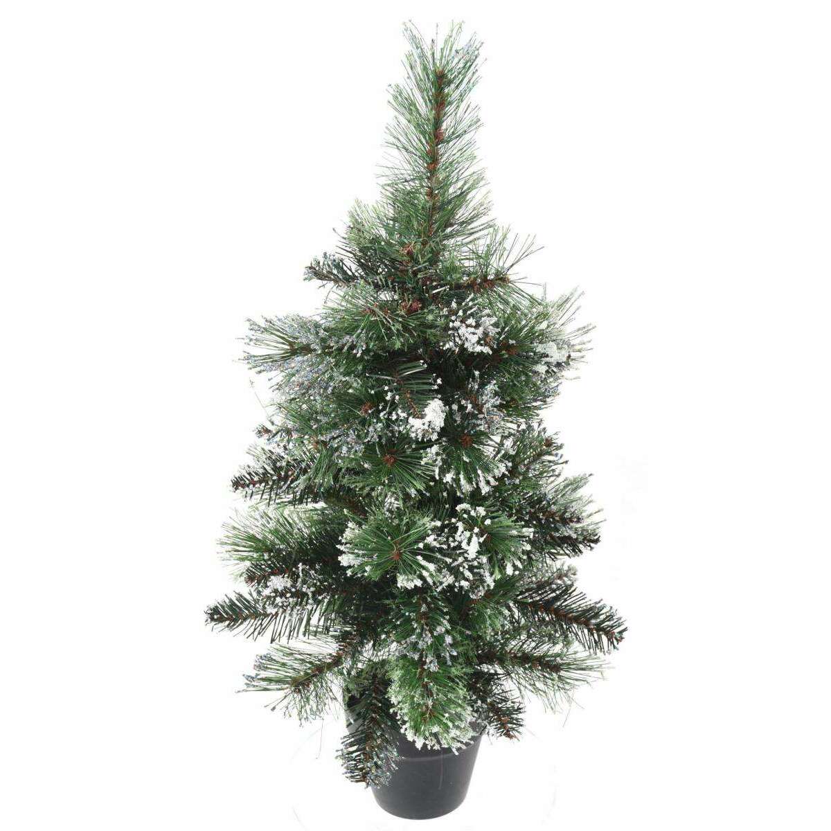 Sapin de noël mini Finley givré - plante synthétique intérieur - H.60cm vert blanc